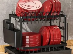 Fedec Keukenaccessoires<Afdruiprek met lekbak - 2 laags - Metaal