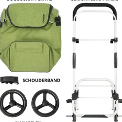 Cruiser Boodschappentrolley'S<Allround Boodschappenwagen opvouwbaar 41 liter Groen