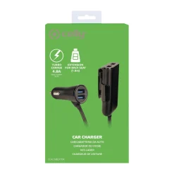 Celly Stekkers & Kabels<Autolader 4 USB-poorten 1,6 meter voor auto
