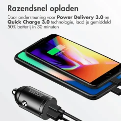 Accezz Stekkers & Kabels<Autolader - 1x USB-C & 1x USB - 65W