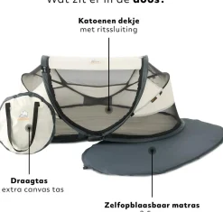 Deryan Campingbedjes|Campingbedjes<Baby luxe campingbedje - Zelfopblaasbare matras Creme