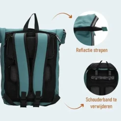 Beagles Originals Fietstassen<Beagles - Bicycle - Fietstas met rolltop Petrol