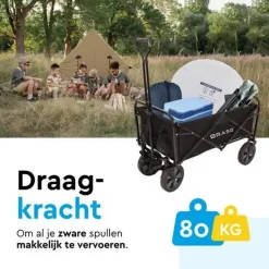Brasq Bolderkarren|Bolderkarren<Bolderkar - Opvouwbaar - 80 KG Zwart
