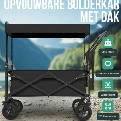 Avalo Bolderkarren|Bolderkarren<Bolderkar Opvouwbaar XL met Dak Zwart
