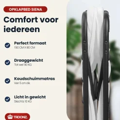 Troonz Opklapbedden>Campingbed Siena Deluxe - 80 x 190