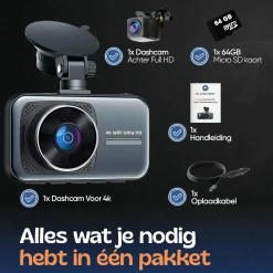 Camigoo Dashcams<2CH Dashcam - WiFi GPS 4K 64GB - D1 Pro Dashcam