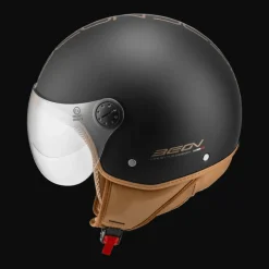 Beon Motorhelmen<Design Luxe Scooterhelm met vizier Matzwart