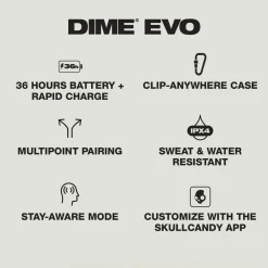 Skullcandy Audio<Dime EVO – Draadloze Oortjes