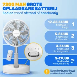 Vulpes Goods Ventilators>Draadloze Statiefventilator - 4in1 - Inklapbaar
