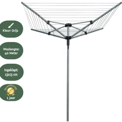 Brasq Droogrekken & Droogmolens>Droogmolen met grondanker en beschermhoes - 40 m