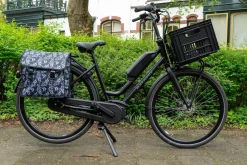 Voltano Fietstassen<Dubbele Fietstas Floral Elegance Leigrijs
