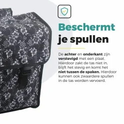 Voltano Fietstassen<Dubbele Fietstas Floral Elegance Leigrijs