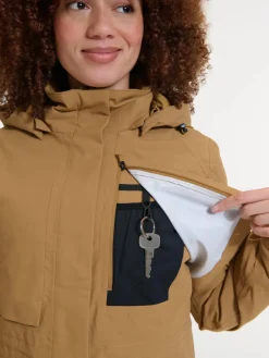 Human Nature Waterdichte Jassen|Winterjassen<Falerias - Parka dames Donkder zand