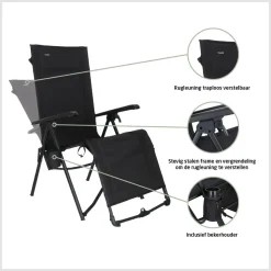 Travellife Campingstoelen<Festo relaxstoel vouwbaar graphite black
