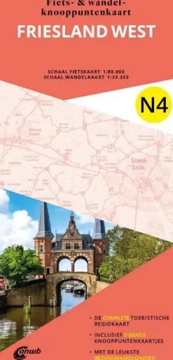 ANWB Fietskaarten|Fietskaarten<Fiets en wandelknooppuntenkaart N4 Friesland west