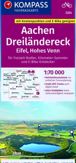 Kompass Fietskaarten<Fietskaart FK 3324 Aachen Dreiländereck