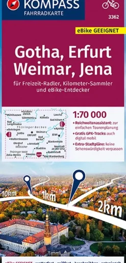 Kompass Fietskaarten>Fietskaart FK 3362 Gotha - Erfurt
