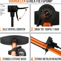Strex Fietspompen<Fietspomp 12 Bar - Drukmeter