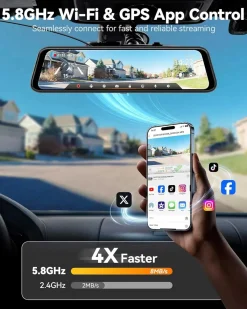 Wolfbox Dashcams<G850 Pro 4K Wifi GPS 64gb Mirror dashcam