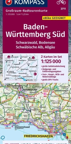 Kompass Fietskaarten<Grossraum RTK 3711 Baden-Würtemberg