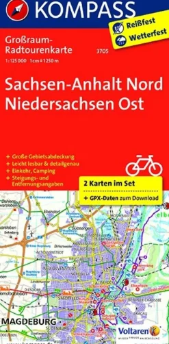 Kompass Fietskaarten<Grossraum-RTK 3705 Sachsen-Anhalt