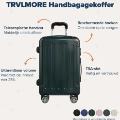 Trvlmore Koffers & Trolleys>Handbagage Koffer – 45L – Zwart