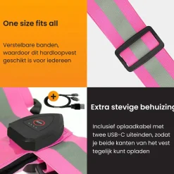 R2B Led-Vesten|Reflectie<Hardloopvest met Opbergvak - Verlichting Roze