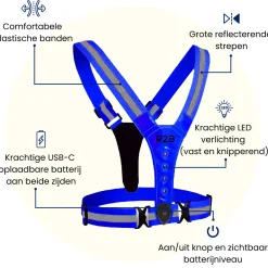 R2B Led-Vesten|Reflectie<Hardloopvest met verlichting oplaadbaar Blauw