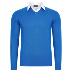 Cappuccino Italia Truien<Heren Mock Pullover Kobalt blauw