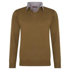 Cappuccino Italia Truien<Heren Mock Pullover Bruin