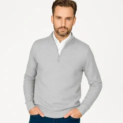 Cappuccino Italia Truien<Heren Mock Zip Pullover Grijs