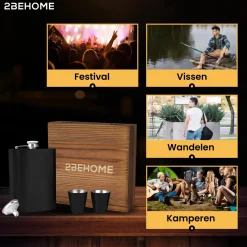 2BEHOME Wateropslag & -Zuivering>Heupfles met opbergdoos en shotglazen