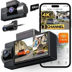 Wolfbox Dashcams<i17 3CH 4K Wifi GPS 64gb dashcam