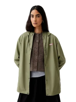 Hunter Regenjassen|Regenkleding<Izzy PU Hooded Jacket - Jas - Unisex Groen