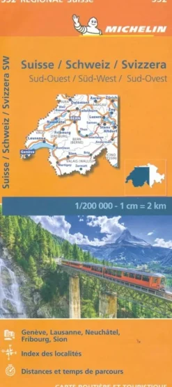 Michelin Wegenkaarten<Kaart Regional 552 Zwitserland Zuid-West