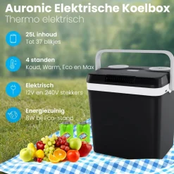 Auronic Koelboxen|Koelkasten<Koelbox Elektrisch 25L – Grijs Zwart