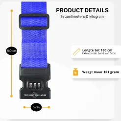 Thousandtravelmiles Bagageriemen<Kofferriem + 2 Bagagelabel – 3-delig – Blauw