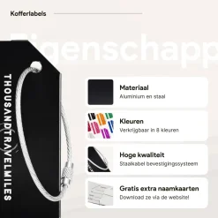 Thousandtravelmiles Bagageriemen<Kofferriem + 2 Bagagelabel – 3-delig – Zwart