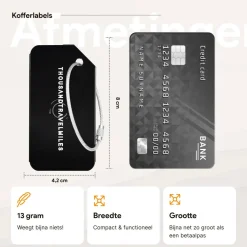 Thousandtravelmiles Bagageriemen<Kofferriem + 2 Bagagelabel – 3-delig – Zwart