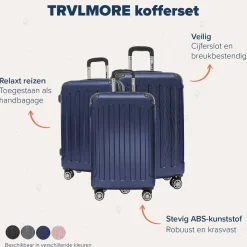 Trvlmore Koffers & Trolleys>Kofferset – 3 Delig – 38L – Donkergrijs