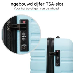 Blocktravel Koffers & Trolleys<Kofferset S ABS 39L met TSA-slot en 360° wielen Lichtblauw