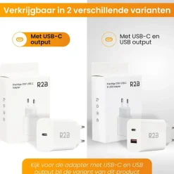 R2B Stekkers & Kabels>Krachtige 20W USB C Adapter - Wit