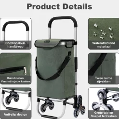 Packaway Boodschappentrolley'S>40L boodschappentrolley met trapwielen