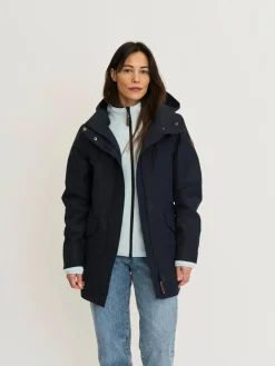 Travelin' Zomerjassen|Waterdichte Jassen<Leyla Dames - Hardshell Jas - Waterdicht Marineblauw