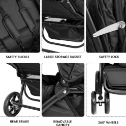 Deryan Buggy'S<Luxe Elena dubbele buggy - Compact - Lichtgewicht Zwart