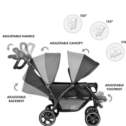 Deryan Buggy'S<Luxe Elena dubbele buggy - Compact - Lichtgewicht Zwart