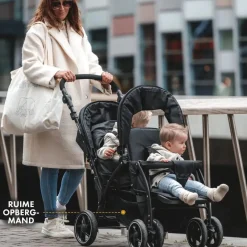 Deryan Buggy'S<Luxe Elena dubbele buggy - Compact - Lichtgewicht Zwart