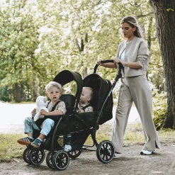 Deryan Buggy'S<Luxe Elena dubbele buggy - Compact - Lichtgewicht Zwart