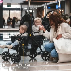 Deryan Buggy'S<Luxe Elena dubbele buggy - Compact - Lichtgewicht Zwart