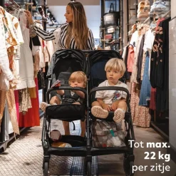 Deryan Buggy'S<Luxe Rolo X2 Dubbele Buggy - Inklapbaar Lichtbruin